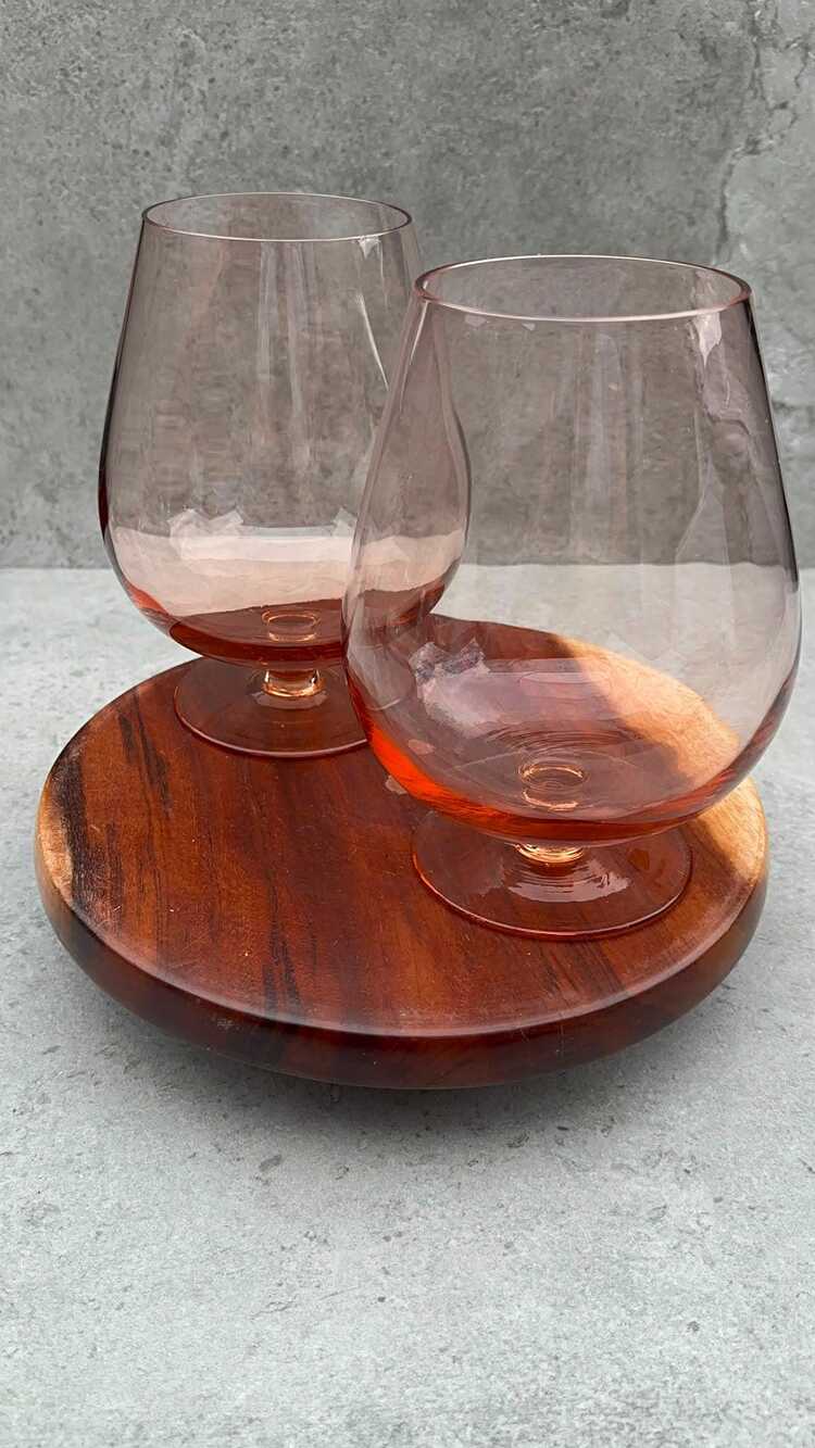 Vintage Amber / Smoke Glass Cognac Balloon Glasses MCM 16-20oz (Set of 2)